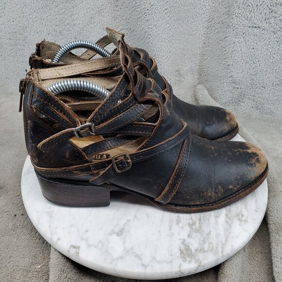 Freebird Shoes Womens Size 8 Brown Distressed Leather Stair Ankle Boots - Picture 4 of 10